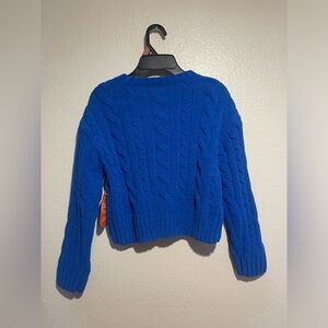 Cobalt Blue Cable Knit Women's Sweater